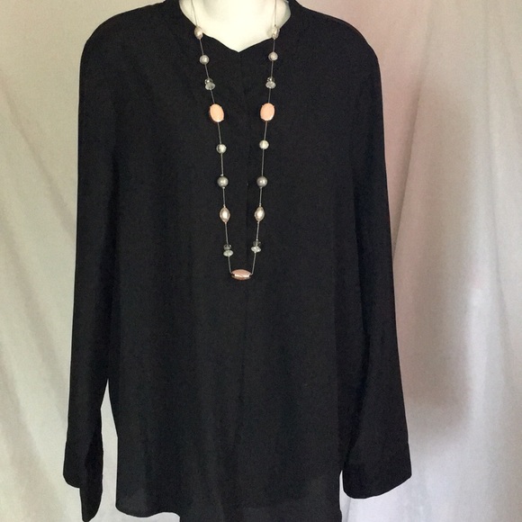 J. Crew Tops - J CREW LONG SLEEVE BLACK BLOUSE SZ XL